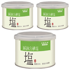 TAIYEN 台塩生技 減鈉含碘鹽 減鈉50% 清淡少負擔, 300g, 3罐