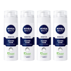 NIVEA 妮維雅 MEN 男士極淨刮鬍泡, 專為男士設計 減少刺激不適, 豐富柔細泡沫 刮鬍更舒適, 無酒精溫和配方, 200ml, 4瓶
