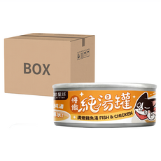 DOG CAT STAR 汪喵星球 犬貓用 無膠慢燉純湯罐, 6小時慢燉熬煮, 精華湯品, 特殊湯質地, 提升貓咪喝湯的效率, 清燉雞魚湯, 80g, 24罐