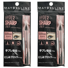 MAYBELLINE 媚比琳 超激細抗暈眼線液抗手震版 蜜桃棕色調 0.01mm極細筆, 蜜桃棕, 2支