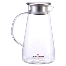 BLACK HAMMER 沁涼耐熱玻璃水瓶，1500ml，耐熱玻璃，雙開孔，不鏽鋼濾蓋, 透明, 1.5L, 1個
