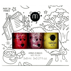 nailmatic KIDS 新魔幻森林水漾亮彩指甲油 Set, 8ml x 3, 法國製兒童指甲油, 閃粉紅+閃粉紫+晶亮黃 8ml, 1組
