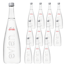 evian 依雲 台灣公司貨 天然礦泉水 玻璃瓶, 750ml, 12瓶