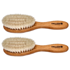 fA brushes 柔軟山羊毛寶寶嬰兒髮梳 德國製 森詠木香 2支入, 2支