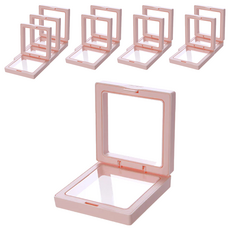 PE薄膜收納盒 飾品展示盒, 尺寸7x7x2cm, 9x9x2cm, Set 10, 粉色