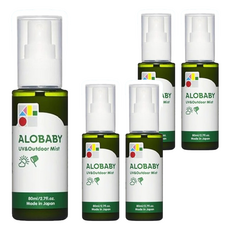 ALOBABY 全能防曬水噴霧, 添加草本植物香氣 防曬防蟲二合一 無酒精無色素, 80ml, 5瓶