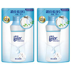 Lenor 蘭諾 台灣公司貨 衣物芳香豆補充包 淨白純棉, 455ml, 2包