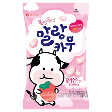 LOTTE 樂天 軟綿綿草莓牛奶糖 79g，韓國樂天超市必買，入口濃濃奶香和草莓果香, 1包