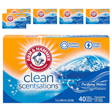 ARM&HAMMER 柔軟香衣紙, 40片, 柔軟衣物, 防靜電, 40張, 6盒
