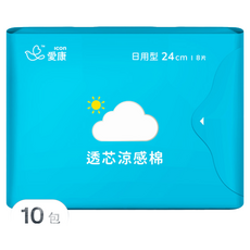 icon 愛康 涼感衛生棉 日用型 24cm 8片 深海礦物配方 草本精油, 日用型(24cm), 10包