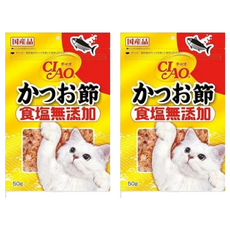 INABA CIAO 啾嚕 食鹽無添加 柴魚片,無鹽柴魚,日本國產品, 添加小魚乾,貓咪零食, 50g, 2包