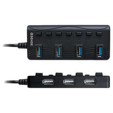 SENSE 逸盛 擴充專家7-Port HUB USB3.0版(4埠USB3.0+3埠USB2.0)附變壓器, 單色, 1個