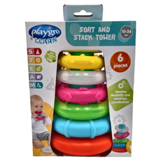 playgro 培高 七彩套圈疊疊樂 Set，Sort and Stack Tower，6 pieces，適合10-36個月寶寶, 1組