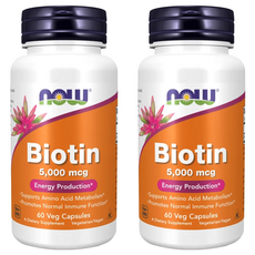 NOW Foods 生物素 5000mcg 60 顆膠囊, 60顆, 2罐