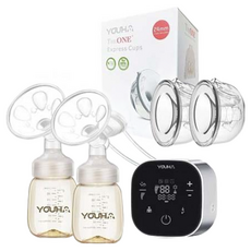 YOUHA 優合 The ONE 智慧型雙邊電動吸乳器+雙邊免手持真空集乳杯 超值組 24mm, 2入, 1組