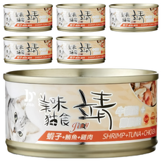 靖 貓罐, 鮪魚 + 雞肉 + 蝦子, 80g, 6罐