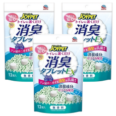 JOYPET 寵倍家 貓砂除臭EX錠加強版 12入, 日本獨創柿單寧萃取物 CPC除菌配方 無香味, 60g, 3包