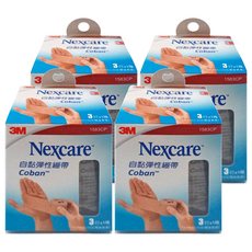 3M Nexcare 自黏彈性繃帶, 不織布人造纖維製成 7.5x450公分 遇濕不易脫落, 4盒