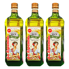 La Espanola 100%純玄米油，含糙米γ-穀維素，耐高溫，低油煙，含植物固醇，不含膽固醇, 1L, 3瓶