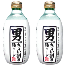 木村飲料 男人強碳酸水，超強勁氣泡水，日本風味，特色玻璃瓶設計, 300ml, 2瓶