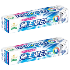 LION 獅王超涼潔白牙膏, 雙氟+鈣配方, 幫助預防蛀牙, 添加維他命E, 添加雪白素成分, 清新薄荷香, 200g, 2條
