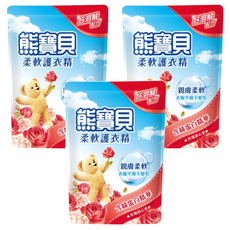 Snuggle 熊寶貝 衣物柔軟精 補充包 玫瑰甜心香, 有效去除異味, 透氣柔軟舒適, 柔順防皺, 1.84L, 3包