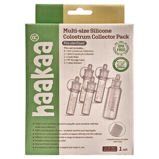haakaa 矽膠初乳收集器套裝, 多尺寸, 20ml*1+4ml*4, 含收納盒, 標籤貼紙, 擦拭布, 醫療級矽膠, 1組