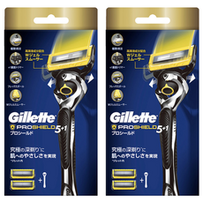 Gillette 吉列 Proshield鋒護系列 刮鬍刀組，雙重護盾科技，雙潤滑條，旋轉刀頭，吉列史上最薄5刀片, 刀架 + 刀頭2個, 2盒