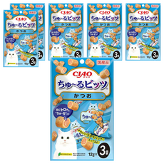 INABA CIAO 啾嚕 迷你捲心塊 3包 Set, 綠茶成分消除異味, 鰹魚, 36g, 6袋