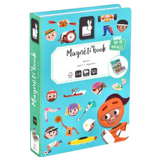 Janod 磁鐵遊戲書 奧運小百科, 內含48枚磁貼和16張造型圖卡, 適用年齡3歲以上, 1盒, 48枚磁貼、16張造型圖卡