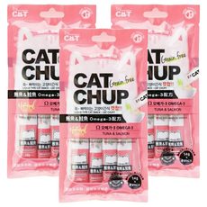 CAT CHUP 貓咪肉泥鮪魚和鮭魚口味, 無穀物, Omega-3配方, 鮪魚+鮭魚, 56g, 3袋