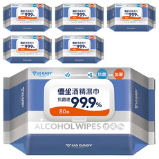 US baby 優生酒精濕巾, 有效抗菌達99.9%, 80抽, 適用於餐具、奶嘴、玩具及居家用品, 80張, 6包