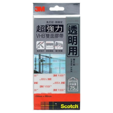 3M Scotch VP06超強力VHB雙面膠帶 透明用, 強韌可承重 柔軟性佳 角落接縫皆可服貼, 1包