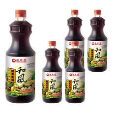 萬家香 和風輕食佐醬, 100%天然豆麥醬油, 無油零脂肪沙拉醬, 1L, 5瓶