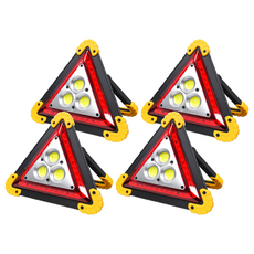 高亮度3LED三角照明燈 警示燈, 3*COB+Red LED, USB智能充電, 邊20.5 x 厚5cm, 紅燈, 4組