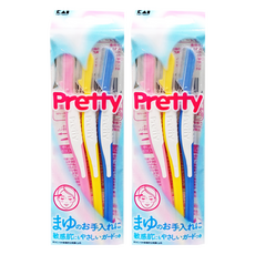 KAI 貝印 Pretty安全修眉刀 L型, 彩色, 2組