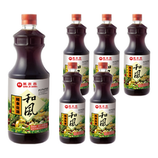 萬家香 和風輕食佐醬, 100%天然豆麥醬油, 無油零脂肪沙拉醬, 1L, 6瓶