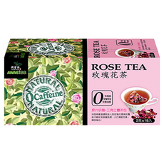 AWAStea 阿華師 零咖啡因玫瑰花茶, 原片研磨三角立體茶包, 2g, 18包, 1盒