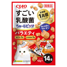 INABA CIAO 啾嚕 超厲害1兆乳酸菌啾嚕迷你肉泥夾心捲, 鮪魚+雞肉口味, 12g x 14袋, 國產, 鮪魚+雞肉, 168g, 1袋
