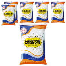 台糖 晶冰糖 1公斤, 甘蔗砂糖製成, 風味獨特, 飲料沖泡適用, 1kg, 6包
