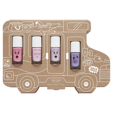 nailmatic KIDS 水漾亮彩指甲油小巴士組 (四入), 兒童專屬無毒可水洗指甲油, 指甲油8ml x 4瓶, 1組