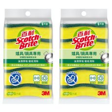 3M Scotch-Brite 百利 好握型海綿菜瓜布 爐具/鍋具專用, 5片, 2包