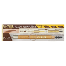 日本 excel 3合1持久造型眉筆, PD02焦糖棕色, 眉粉眉筆眉刷, PD02 焦糖棕, 1支