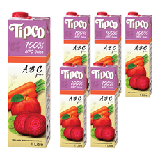Tipco 100%ABC綜合果蔬汁 6瓶 1L裝 健康美味 無添加糖, 1L