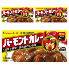 House 好侍 佛蒙特咖哩塊, 蘋果蜂蜜風味, 甜味咖哩, 230g, 12 份, 3盒