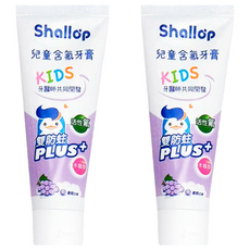 Shallop 刷樂 兒童牙膏 SAD-E090-1 含氟 葡萄口味, 90g, 2條
