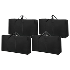 拍平方 搬家收納袋, 120L, 100x48x25cm, 可裝四床寢具, 牛津布, 防潑水, 耐磨防刮, 100 x 25 x 48cm, 黑色, 4個