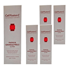 Cell Fusion C 木瓜淨透潔顏粉, 木瓜顆粒煥膚超微粉末深層清潔劑, 去除雜質, 維持肌膚清潔, 50g, 5瓶