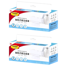 3M Command 無痕 極淨防水收納系列 抽取式衛生紙架 260 x 115 x 105mm, 17725, 2個