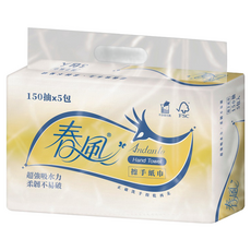 春風 抽取式擦手紙巾, 5包, 1袋